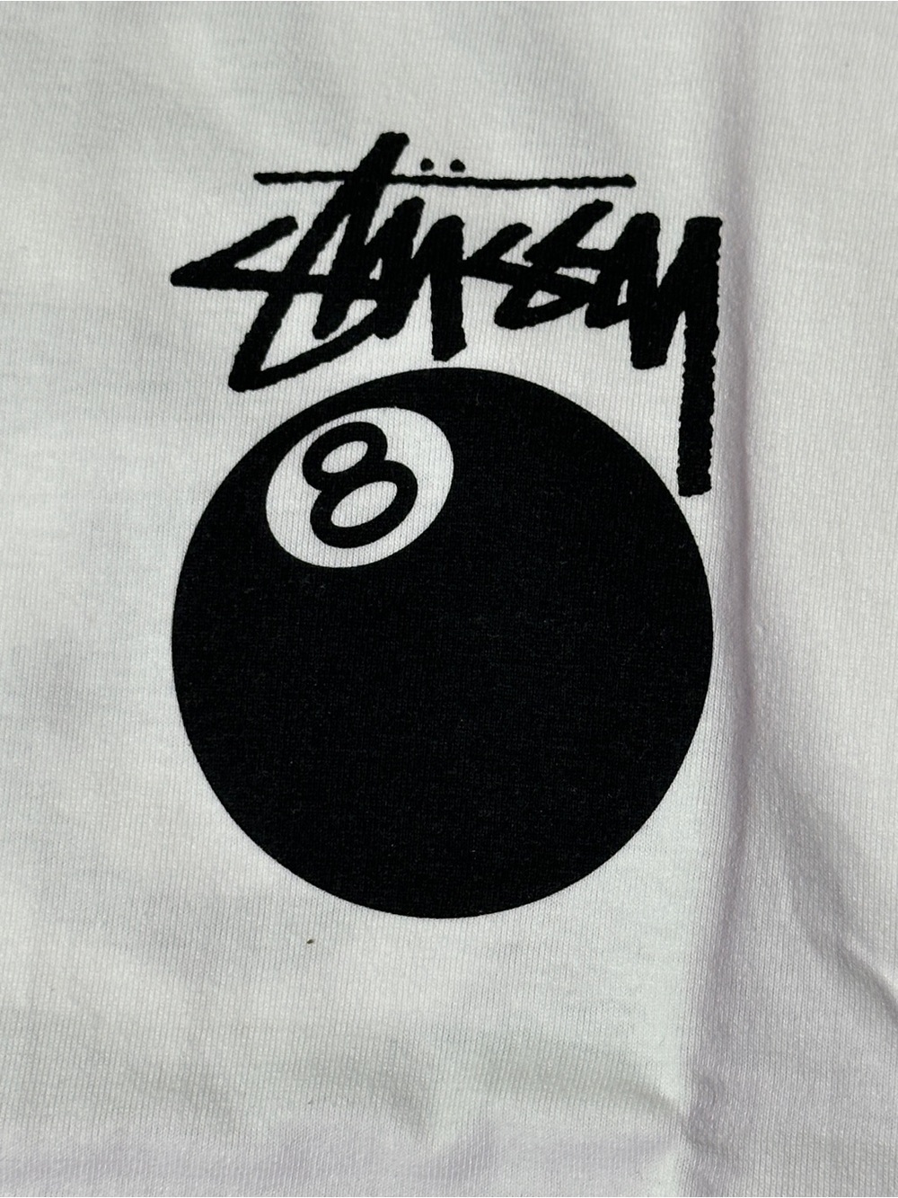 Stüssy 8 Ball Graphic Tee White Black Size Small NWT - Picture 3 of 6